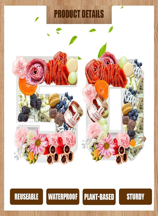 Valguri Reusable Charcuterie Number Fillable Serving Tray, 10 inch, Plastic Acrylic Food Appetizer Tray, Birthday Anniversary Treat Party Decor (50 Shape) - Image 3